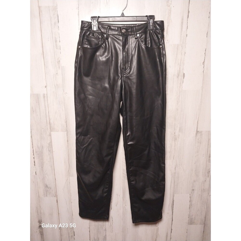 H & M Divided High Rise Faux Leather Pants Black Size 8